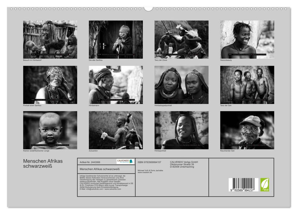 Menschen Afrikas schwarzweiß (CALVENDO Premium Wandkalender 2027)