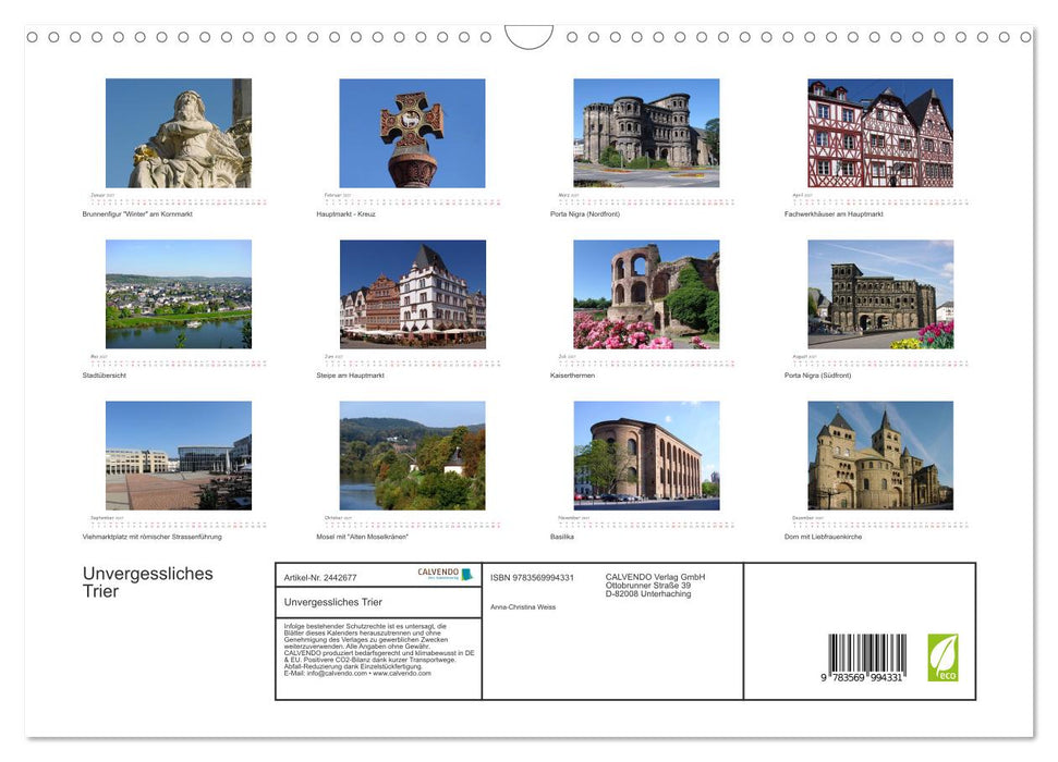 Unvergessliches Trier (CALVENDO Wandkalender 2027)