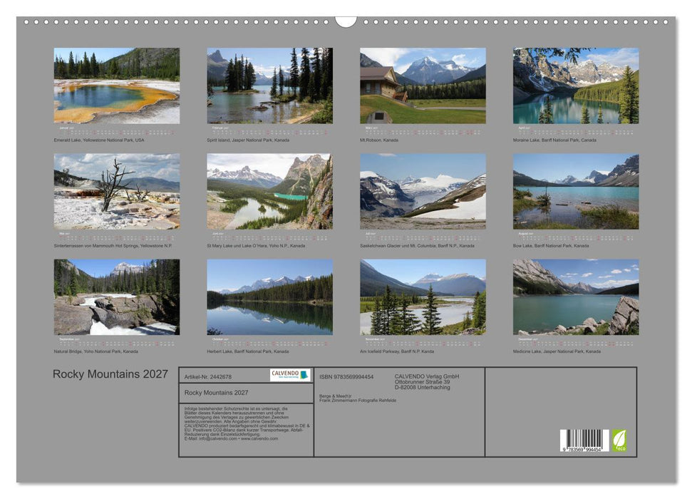 Rocky Mountains 2027 (CALVENDO Wandkalender 2027)