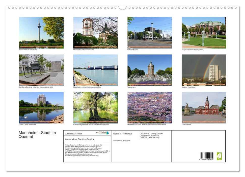 Mannheim - Stadt im Quadrat (CALVENDO Wandkalender 2027)