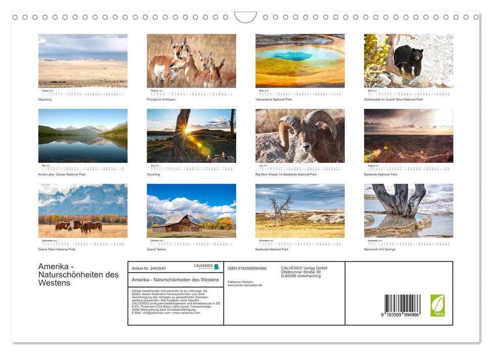Amerika - Naturschönheiten des Westens (CALVENDO Wandkalender 2027)