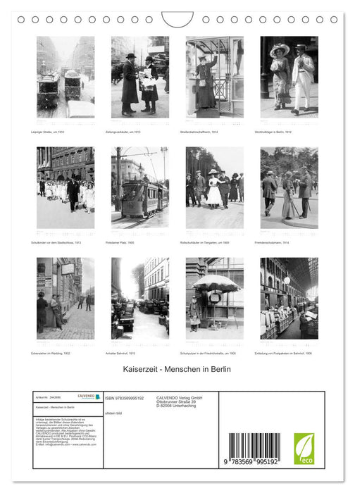 Kaiserzeit - Menschen in Berlin (CALVENDO Wandkalender 2027)