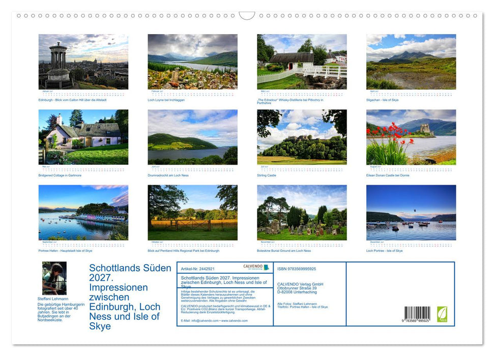 Schottlands Süden 2027. Impressionen zwischen Edinburgh, Loch Ness und Isle of Skye (CALVENDO Wandkalender 2027)