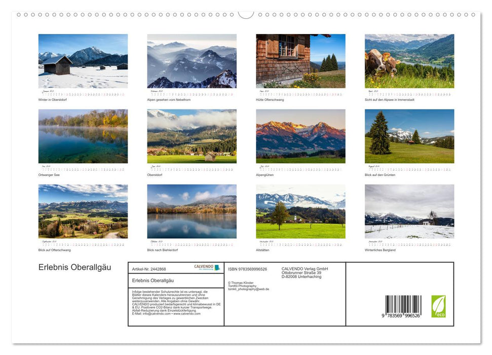 Erlebnis Oberallgäu (CALVENDO Premium Wandkalender 2027)