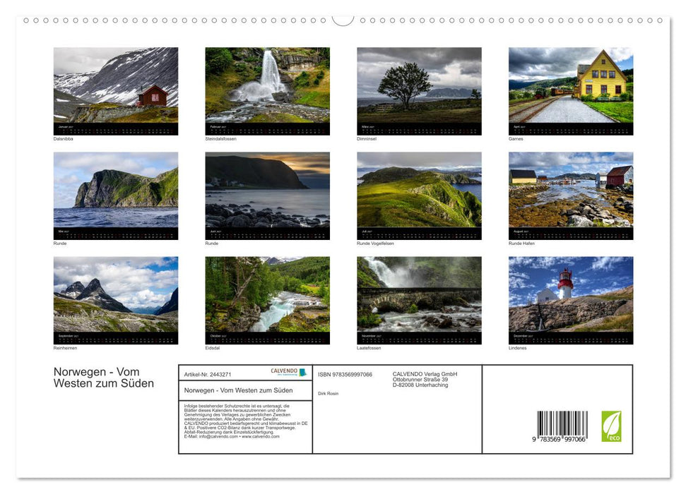 Norwegen - Vom Westen zum Süden (CALVENDO Premium Wandkalender 2027)