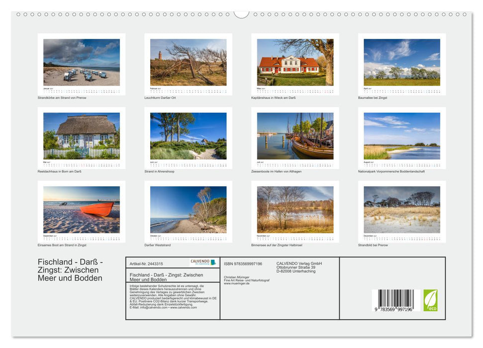 Fischland - Darß - Zingst: Zwischen Meer und Bodden (CALVENDO Premium Wandkalender 2027)