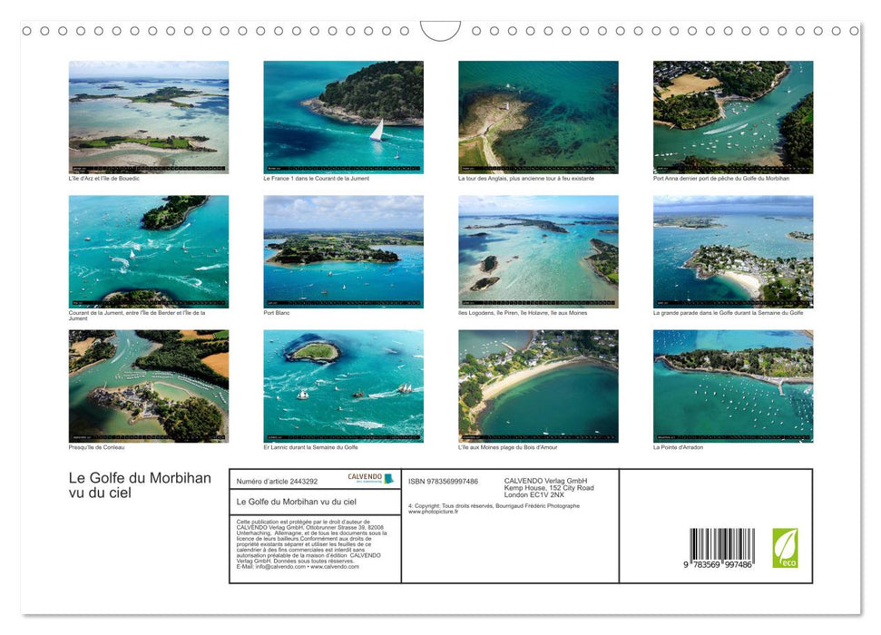 Le Golfe du Morbihan vu du ciel (CALVENDO Calendrier mensuel 2027)