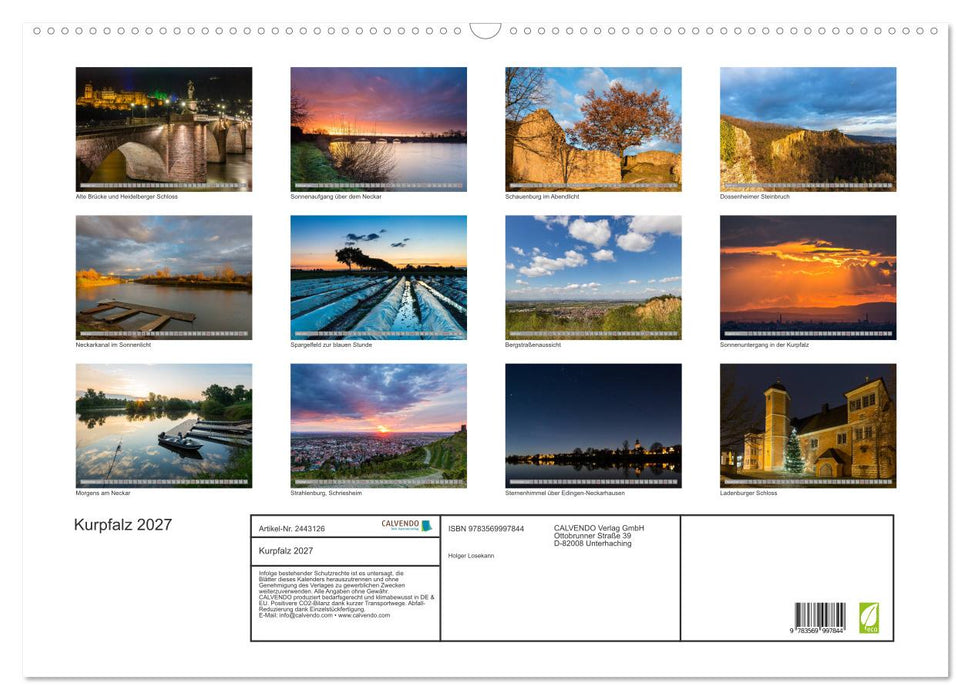 Kurpfalz 2027 (CALVENDO Wandkalender 2027)