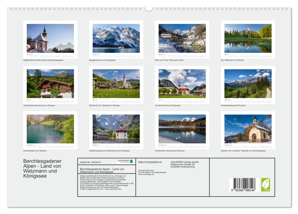 Berchtesgadener Alpen - Land von Watzmann und Königssee (CALVENDO Premium Wandkalender 2027)