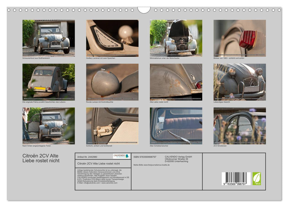 Citroën 2CV Alte Liebe rostet nicht (CALVENDO Wandkalender 2027)