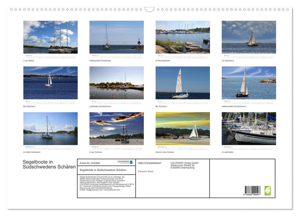 Segelboote in Südschwedens Schären (CALVENDO Wandkalender 2027)