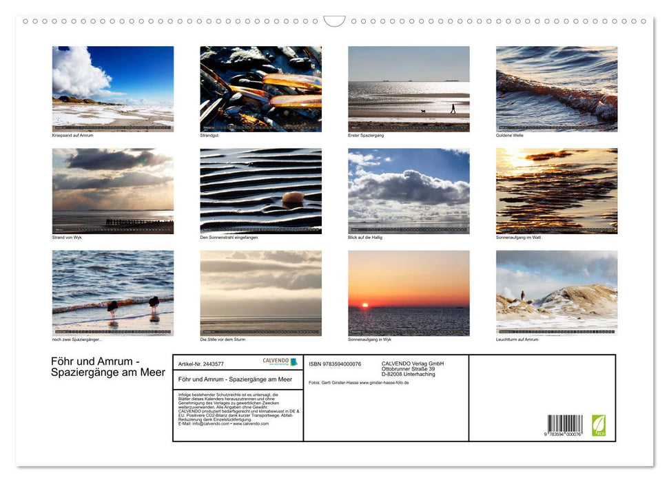 Föhr und Amrum - Spaziergänge am Meer (CALVENDO Wandkalender 2027)
