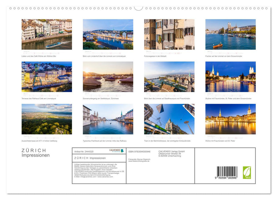 Z Ü R I C H Impressionen (CALVENDO Premium Wandkalender 2027)