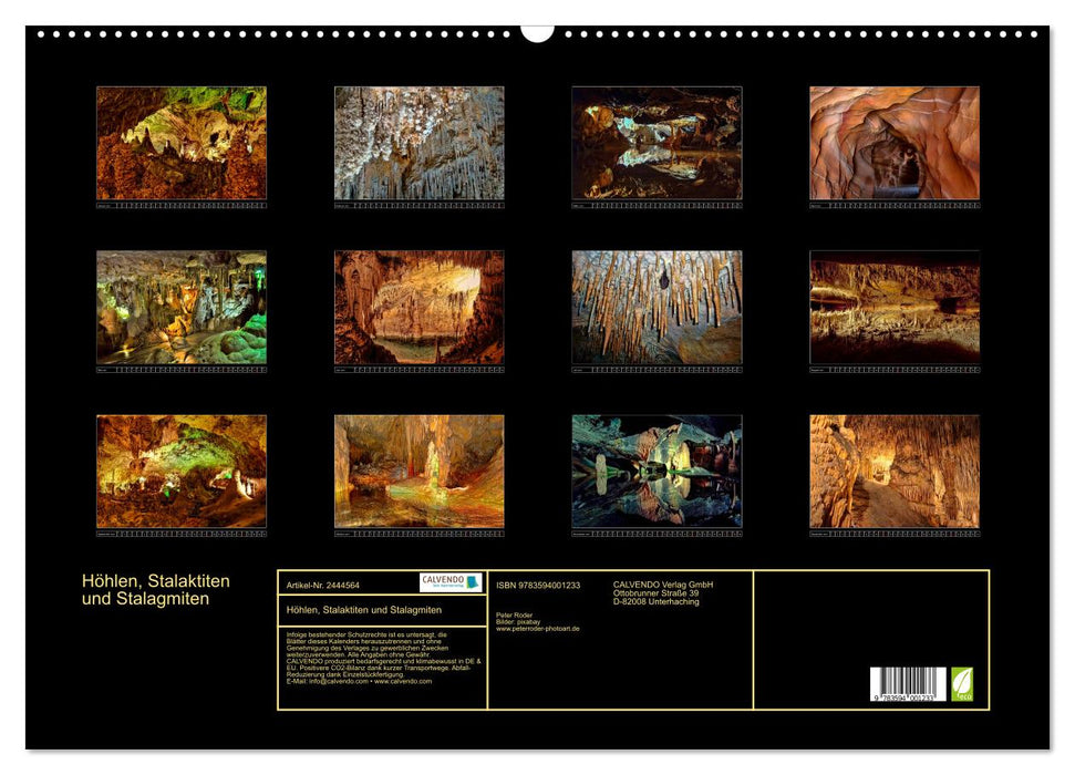 Höhlen, Stalaktiten und Stalagmiten (CALVENDO Wandkalender 2027)