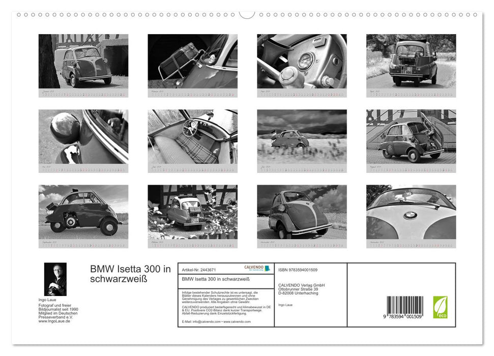 BMW Isetta 300 in schwarzweiß (CALVENDO Premium Wandkalender 2027)