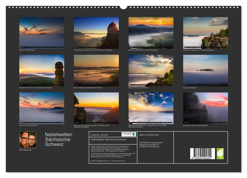 Nebelwelten Sächsische Schweiz (CALVENDO Premium Wandkalender 2027)