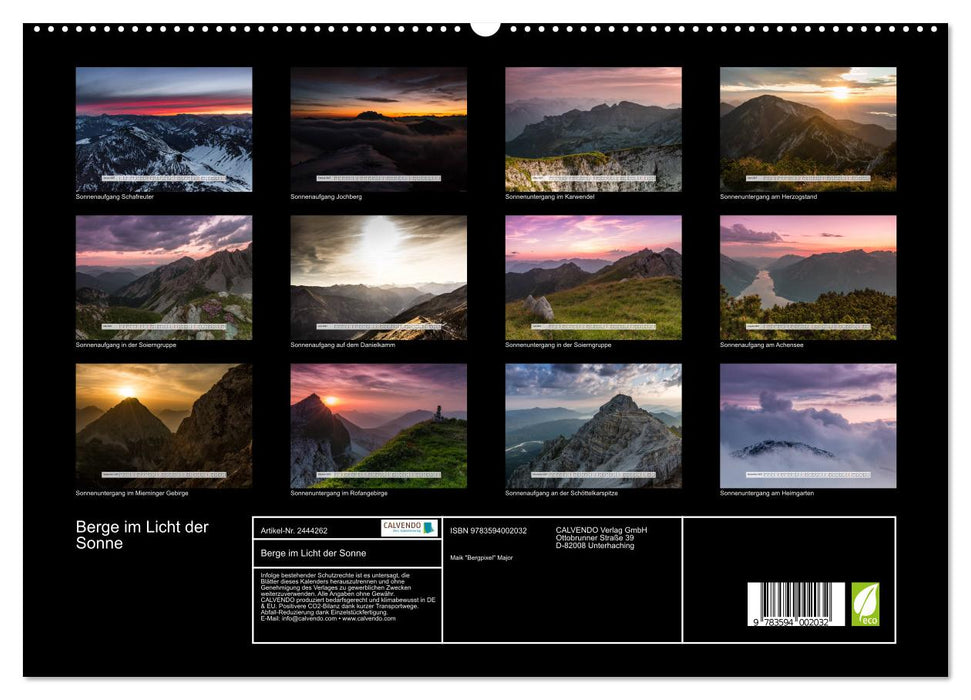 Berge im Licht der Sonne (CALVENDO Premium Wandkalender 2027)