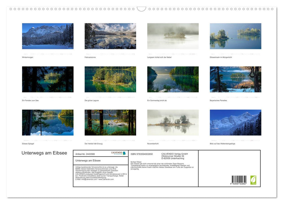 Unterwegs am Eibsee (CALVENDO Wandkalender 2027)