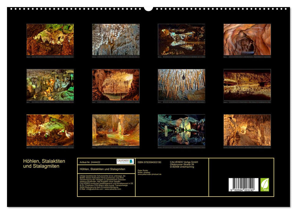 Höhlen, Stalaktiten und Stalagmiten (CALVENDO Premium Wandkalender 2027)