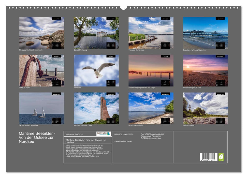 Maritime Seebilder - Von der Ostsee zur Nordsee (CALVENDO Wandkalender 2027)