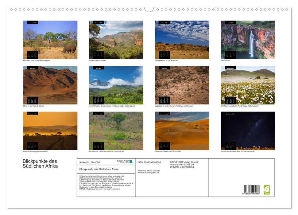 Blickpunkte des Südlichen Afrika (CALVENDO Wandkalender 2027)