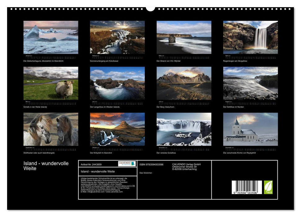 Island - wundervolle Weite (CALVENDO Premium Wandkalender 2027)