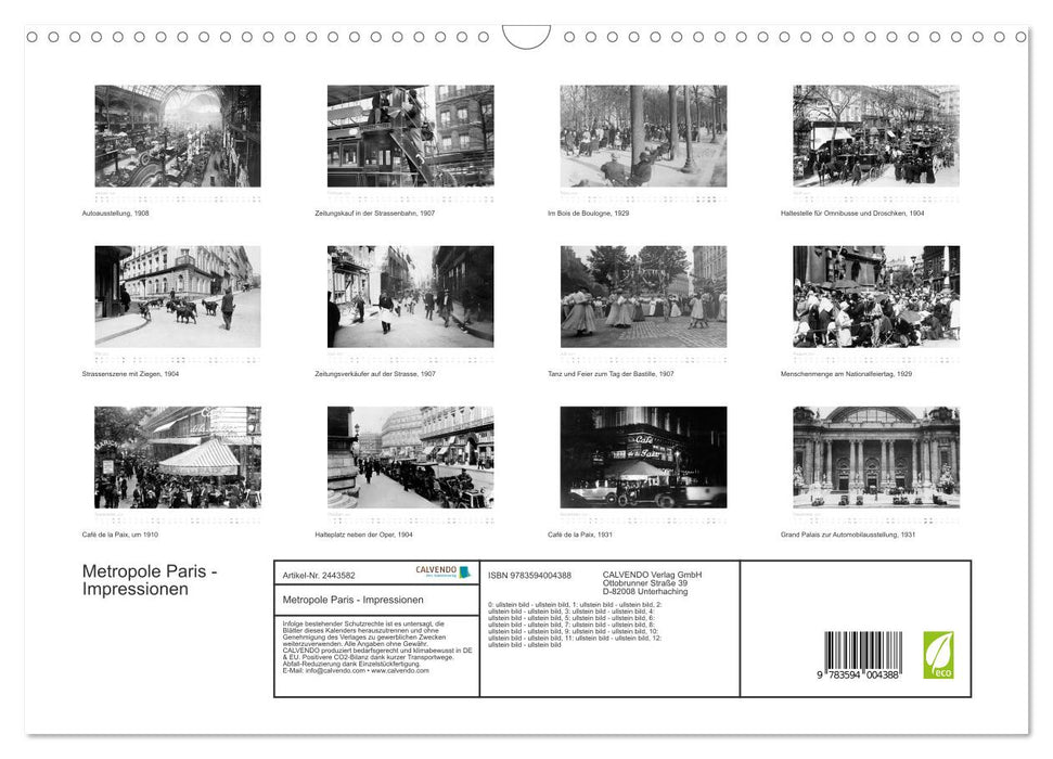 Metropole Paris - Impressionen (CALVENDO Wandkalender 2027)