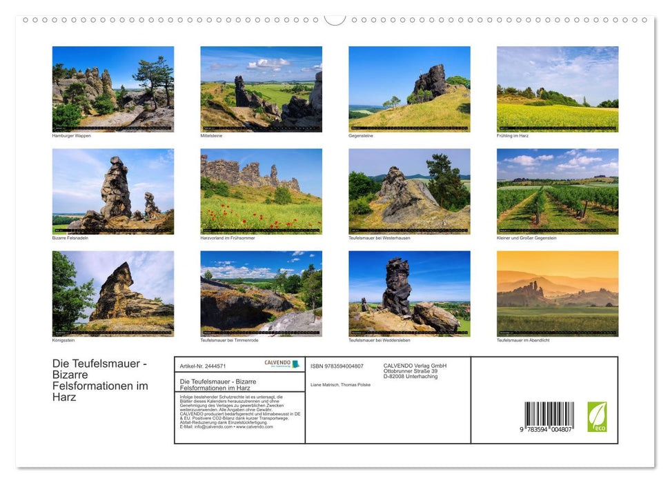 Die Teufelsmauer - Bizarre Felsformationen im Harz (CALVENDO Premium Wandkalender 2027)