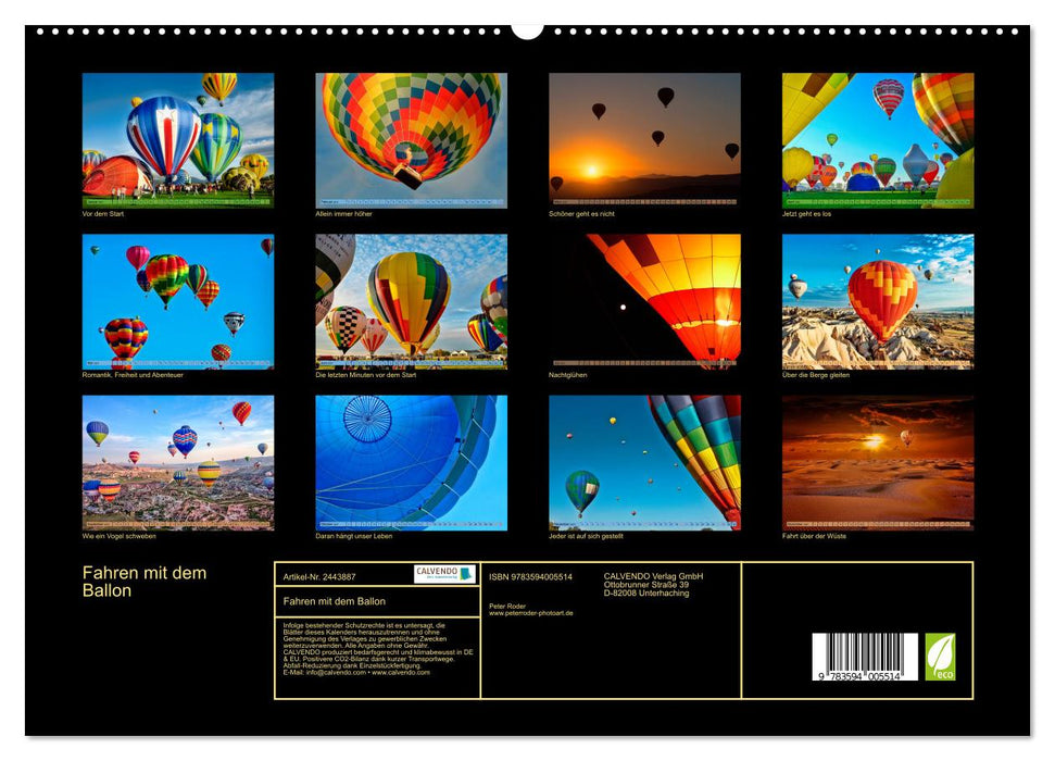 Fahren mit dem Ballon (CALVENDO Premium Wandkalender 2027)