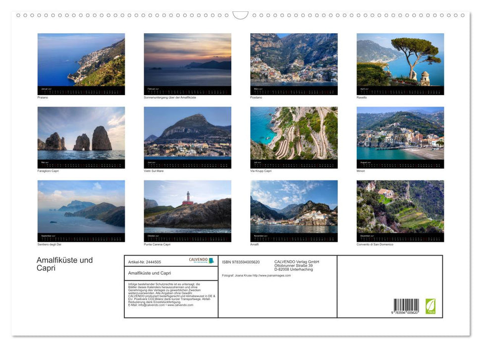 Amalfiküste und Capri (CALVENDO Wandkalender 2027)