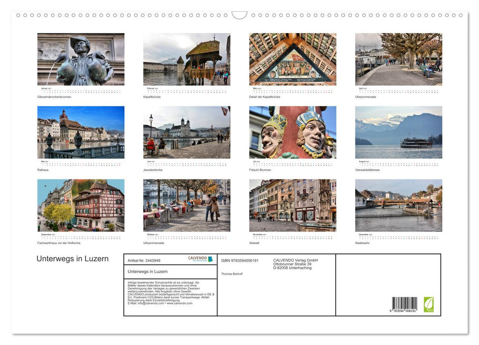 Unterwegs in Luzern (CALVENDO Wandkalender 2027)