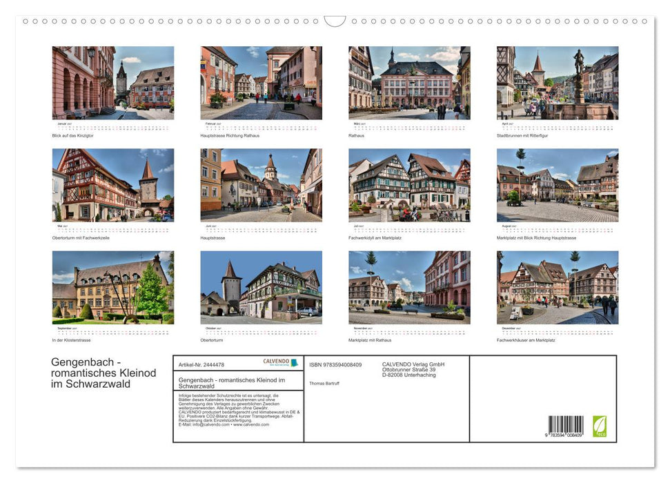 Gengenbach - romantisches Kleinod im Schwarzwald (CALVENDO Wandkalender 2027)