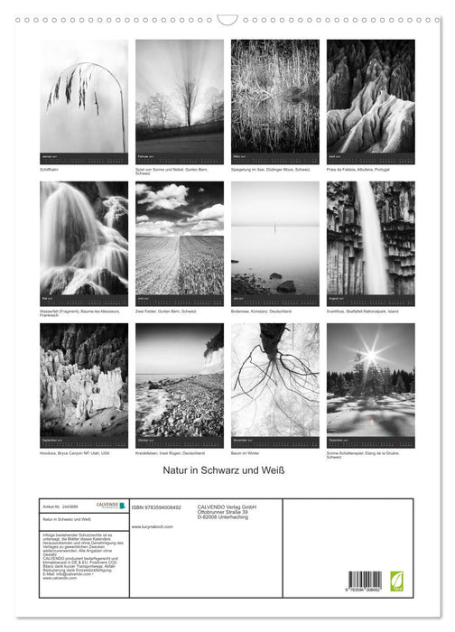 Natur in Schwarz und Weiß (CALVENDO Wandkalender 2027)