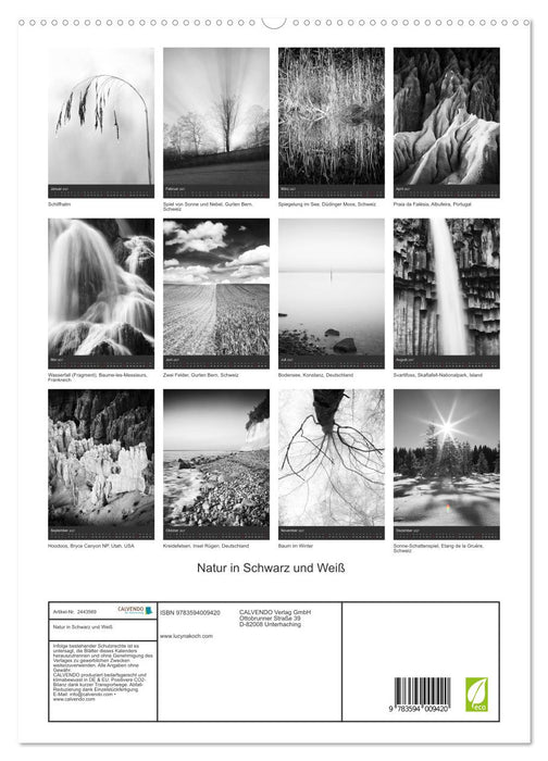 Natur in Schwarz und Weiß (CALVENDO Premium Wandkalender 2027)
