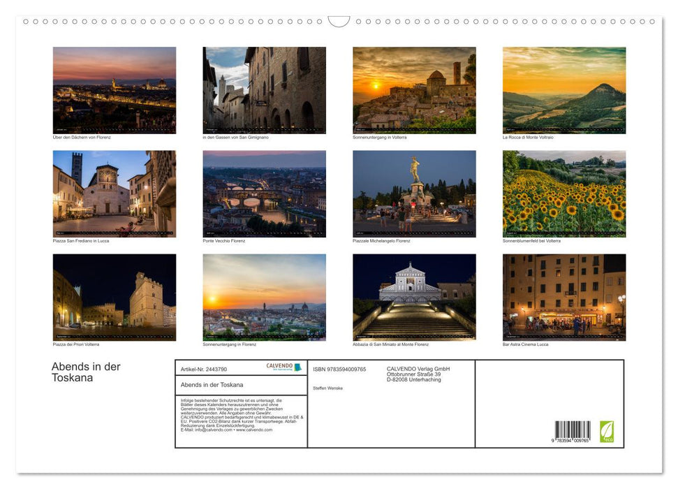 Abends in der Toskana (CALVENDO Wandkalender 2027)