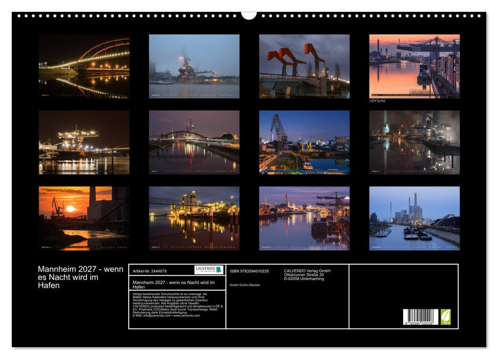 Mannheim 2027 - wenn es Nacht wird im Hafen (CALVENDO Wandkalender 2027)