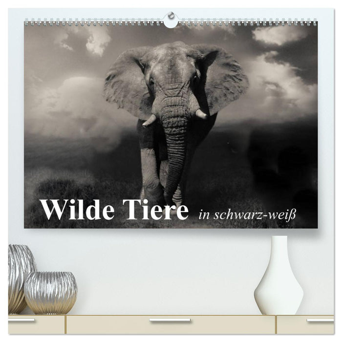 Wilde Tiere in schwarz-weiß (CALVENDO Premium Wandkalender 2027)