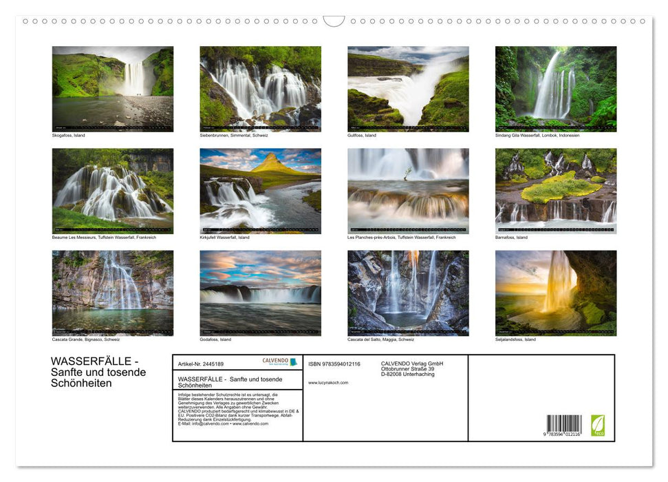 WASSERFÄLLE - Sanfte und tosende Schönheiten (CALVENDO Wandkalender 2027)