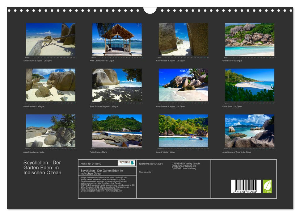 Seychellen - Der Garten Eden im Indischen Ozean (CALVENDO Wandkalender 2027)