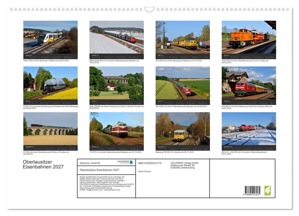 Oberlausitzer Eisenbahnen 2027 (CALVENDO Wandkalender 2027)