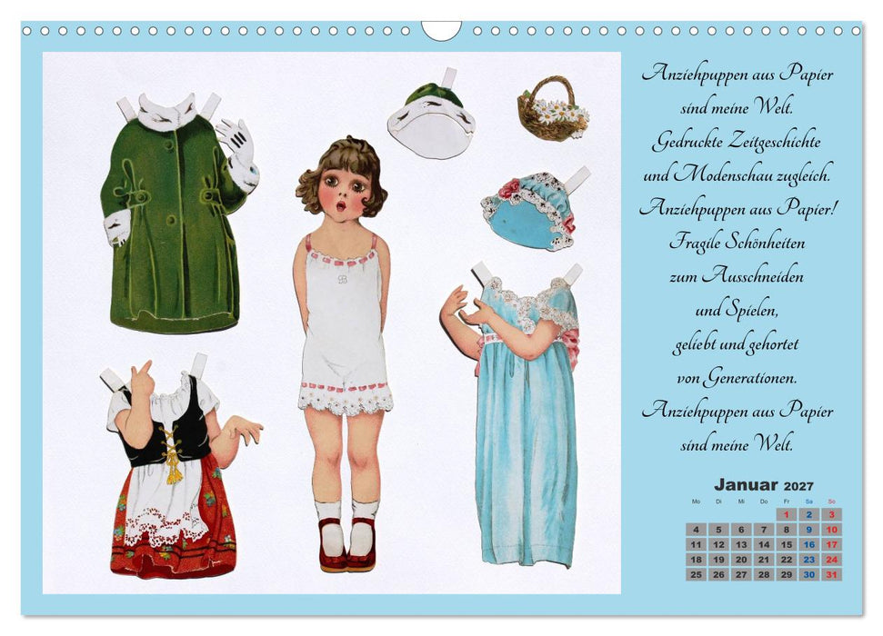 Papierpuppenpoesie (CALVENDO Wandkalender 2027)