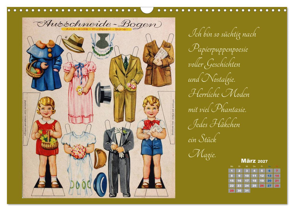Papierpuppenpoesie (CALVENDO Wandkalender 2027)