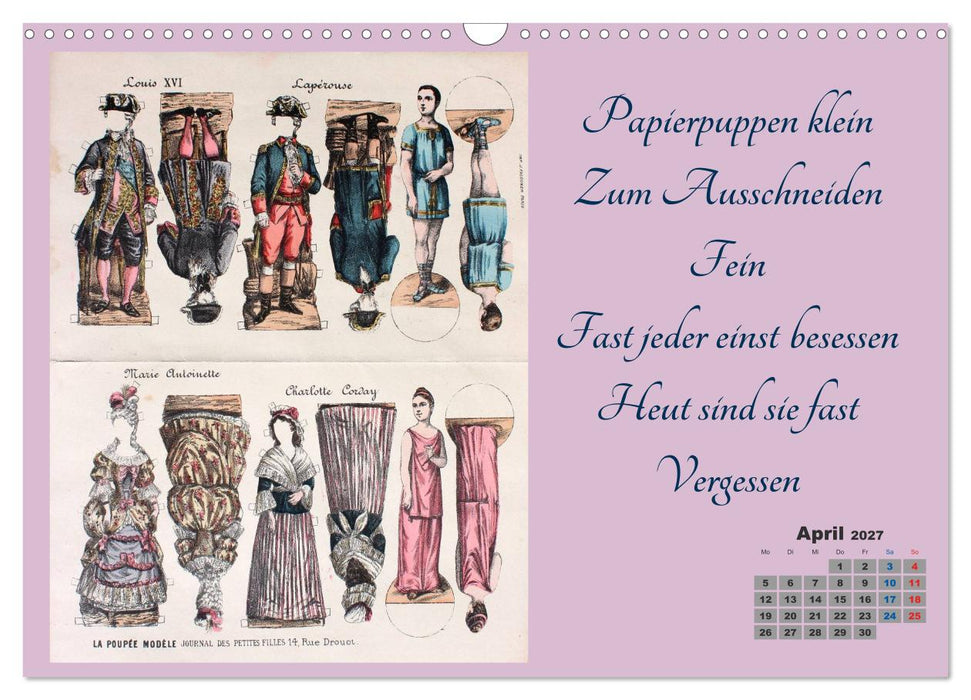 Papierpuppenpoesie (CALVENDO Wandkalender 2027)