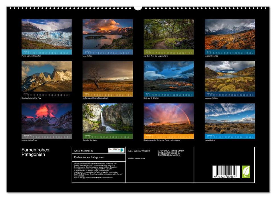 Farbenfrohes Patagonien (CALVENDO Premium Wandkalender 2027)