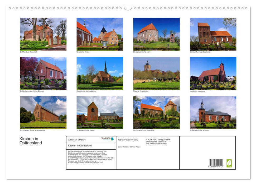 Kirchen in Ostfriesland (CALVENDO Wandkalender 2027)