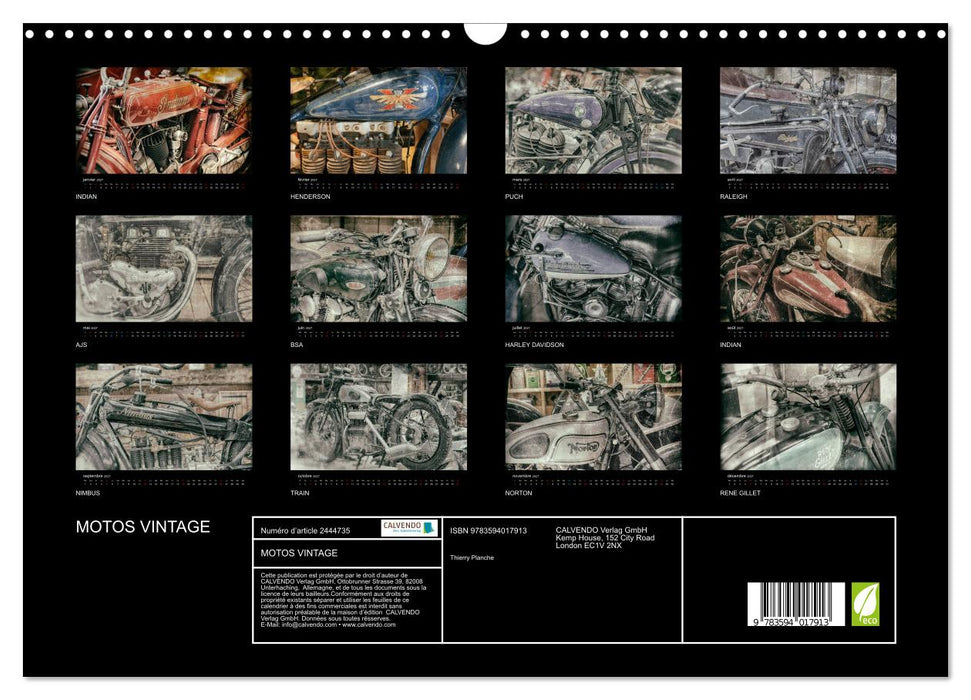 MOTOS VINTAGE (CALVENDO Calendrier mensuel 2027)