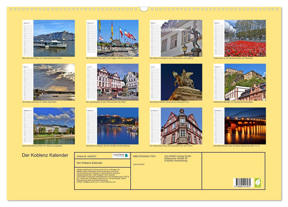 Der Koblenz Kalender (CALVENDO Wandkalender 2027)
