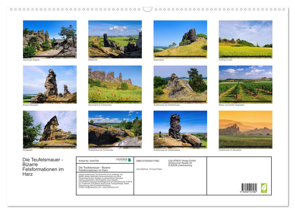 Die Teufelsmauer - Bizarre Felsformationen im Harz (CALVENDO Wandkalender 2027)