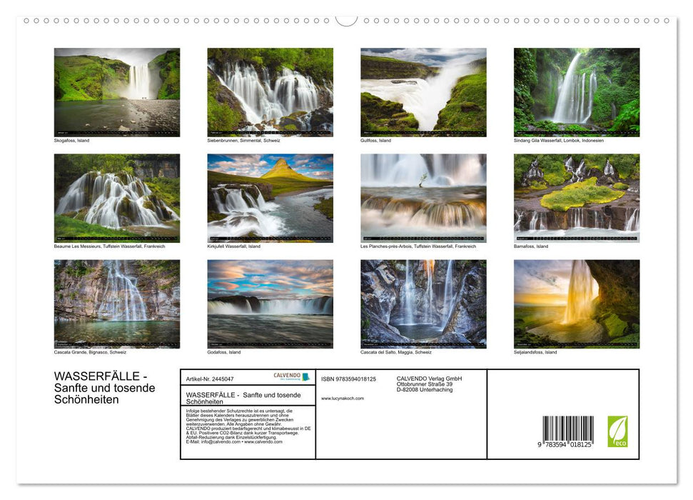 WASSERFÄLLE - Sanfte und tosende Schönheiten (CALVENDO Premium Wandkalender 2027)