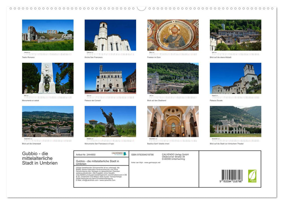 Gubbio - die mittelalterliche Stadt in Umbrien (CALVENDO Premium Wandkalender 2027)